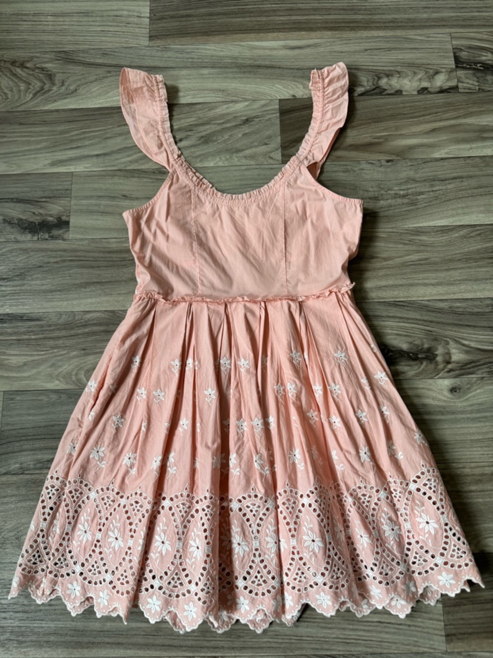 LoveShackFancy Mochi Cotton Eyelet Mini Dress in Pink Size 6 - Picture 6 of 9